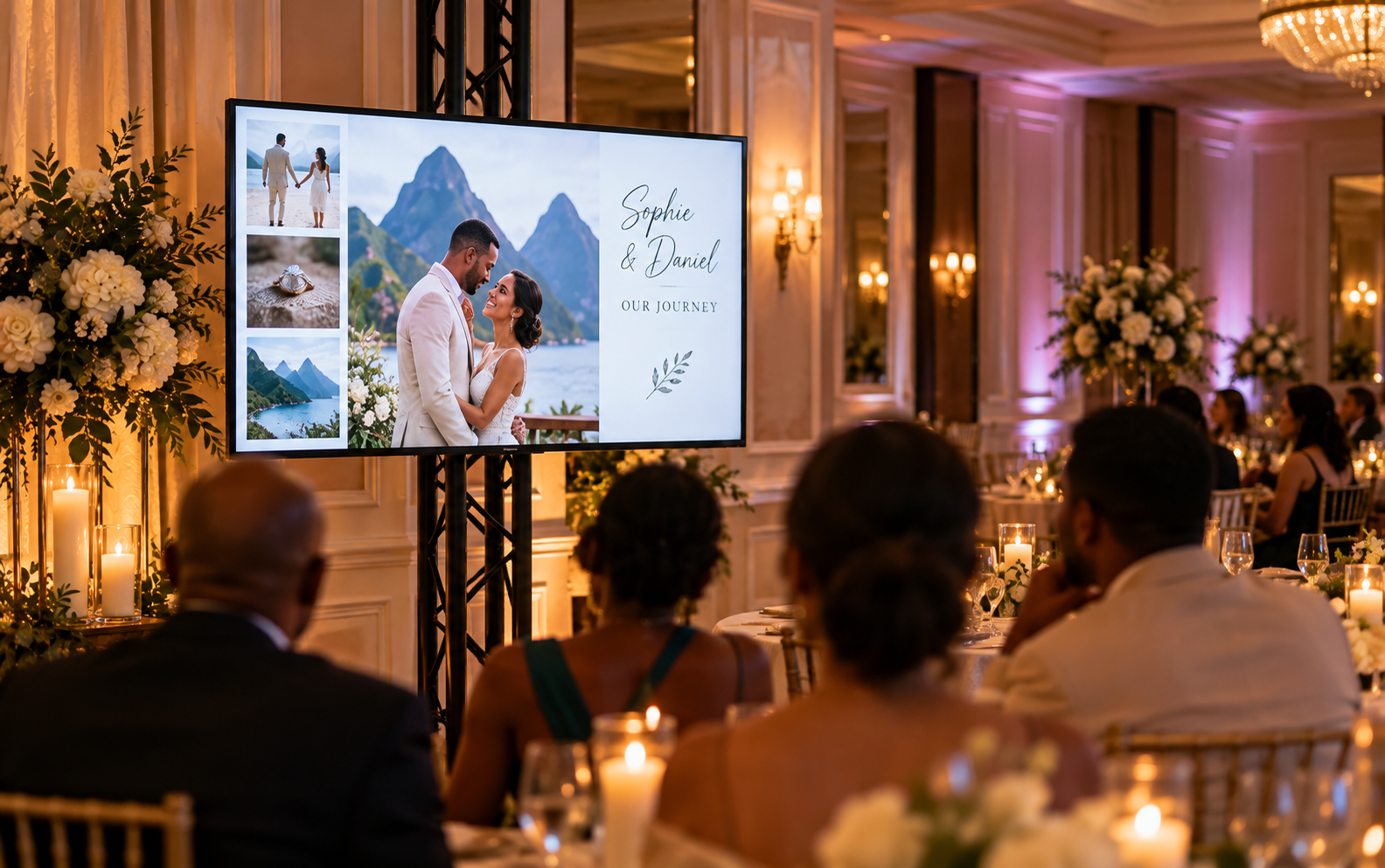 Wedding photo slideshow display in St Lucia